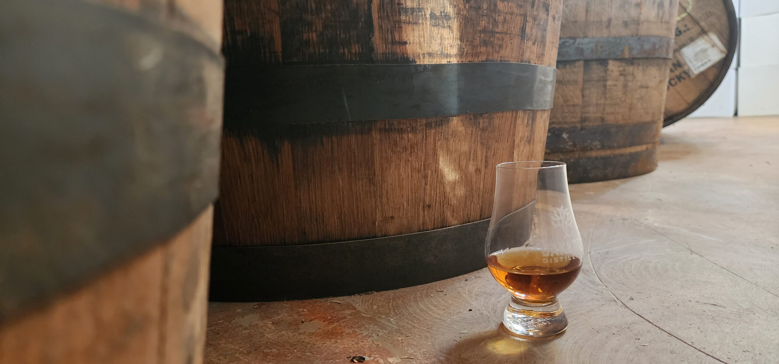 Whiskey Barrel with Glass